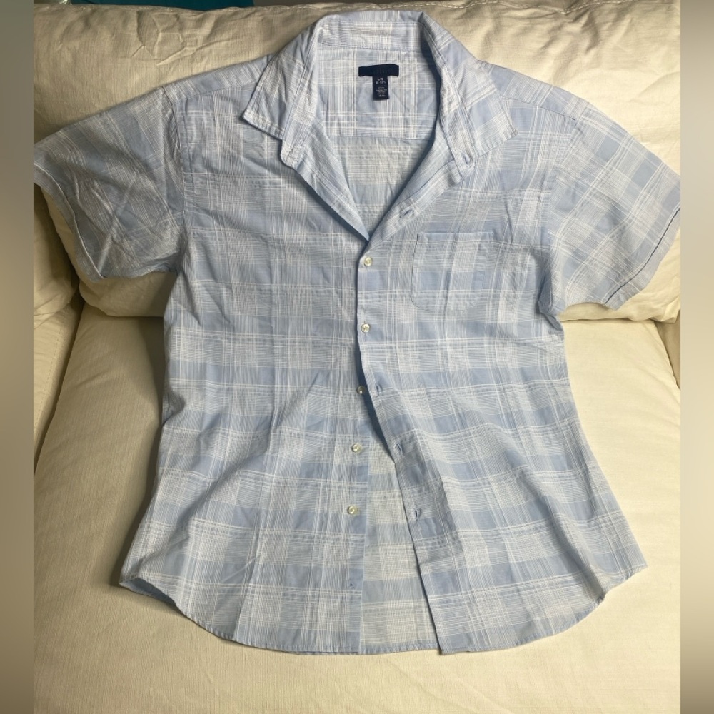 Van Heusen Casual Button Down Cotton Shirt with Plaid Pattern L 16-16.5